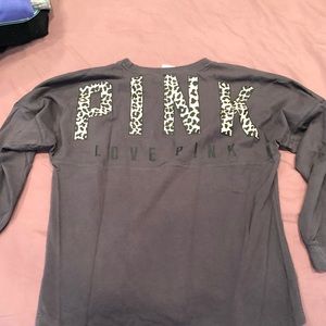 VS PINK leopard varsity crew